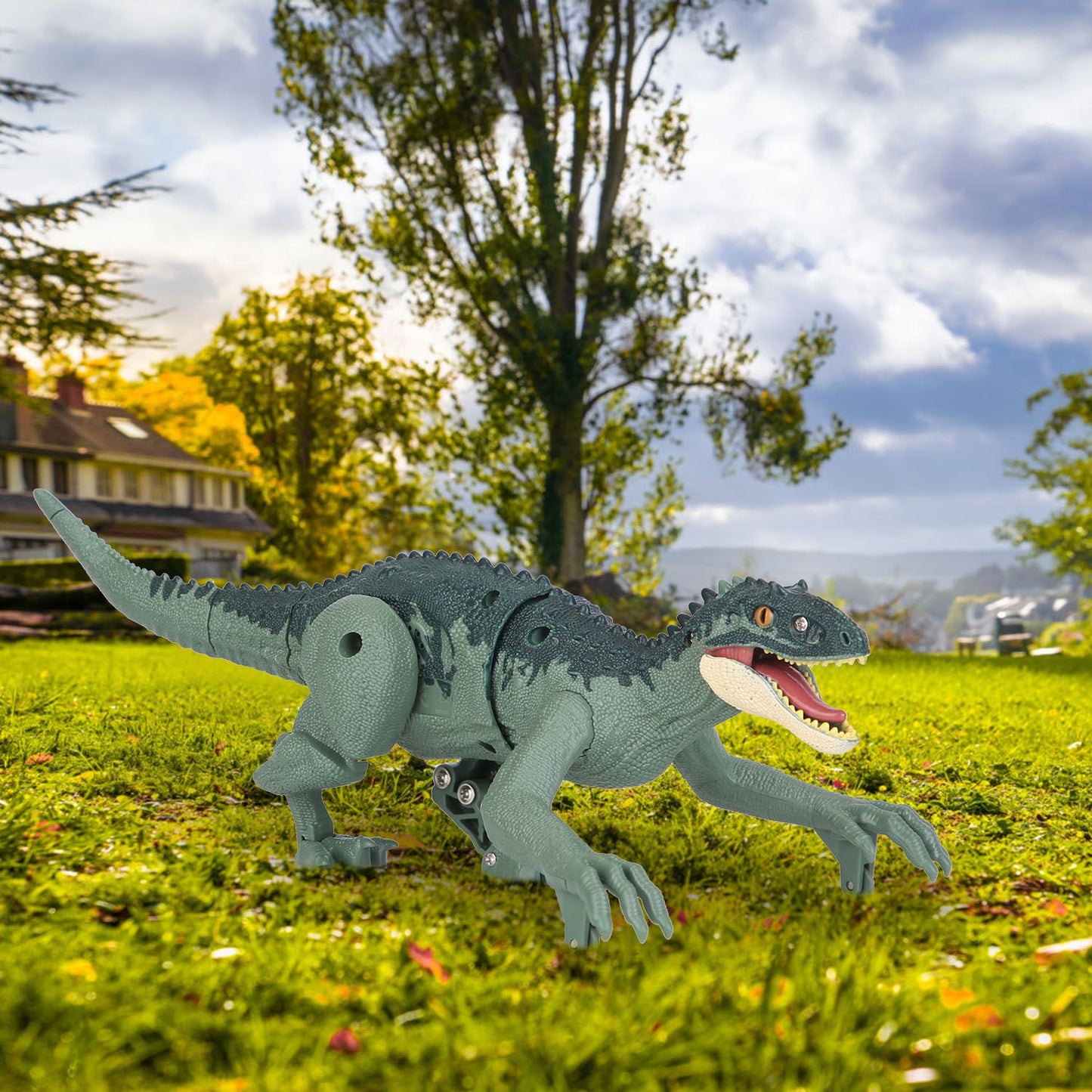 Remote Control Dinosaur Toys Jurassic Realistic RC Dinosaur Rechargeable T-Rex Walking Robot with 3D Eye Roaring Sounds Red Light Remote Control for 3-12 Year Old Kids