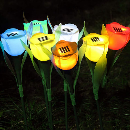 Solar Garden Stake Night Lights,Artifitical Solar Forever Tulip Flowers Lamp,Waterproof Landscape Lighting for Christmas Yard Lawn Patio Walkway