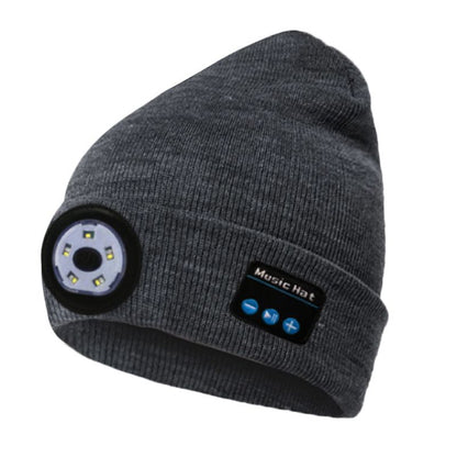 Unisex Bluetooth Beanie Hat with Light;  Built-in Speaker Mic;  Headlamp Cap with Headphones;  Tech Gift for Men Women