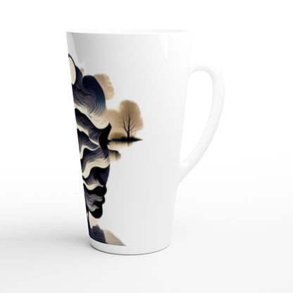 Latte Coffee Mugs Silhouette Ceramic Latte Mug Serene Sunset Design by HadiArts