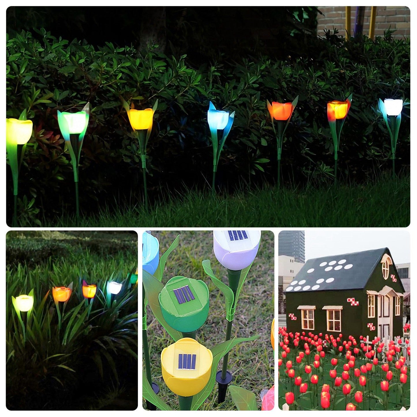 Solar Garden Stake Night Lights,Artifitical Solar Forever Tulip Flowers Lamp,Waterproof Landscape Lighting for Christmas Yard Lawn Patio Walkway