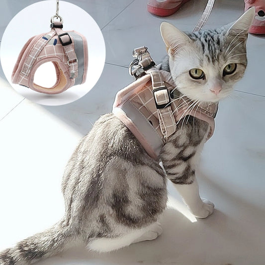 Fashion Plaid Cat Harnesses for Cats Mesh Pet Harness and Leash Set Katten Kitty Mascotas Products for Gotas Accessories