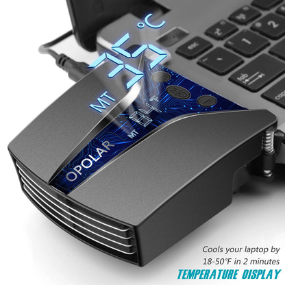 Laptop Fan Cooler with Temperature Display; Rapid Cooling; Auto-Temp Detection; 13 Wind Speed(2600-5000RPM); Perfect for Gaming Laptop; Nintendo Switch