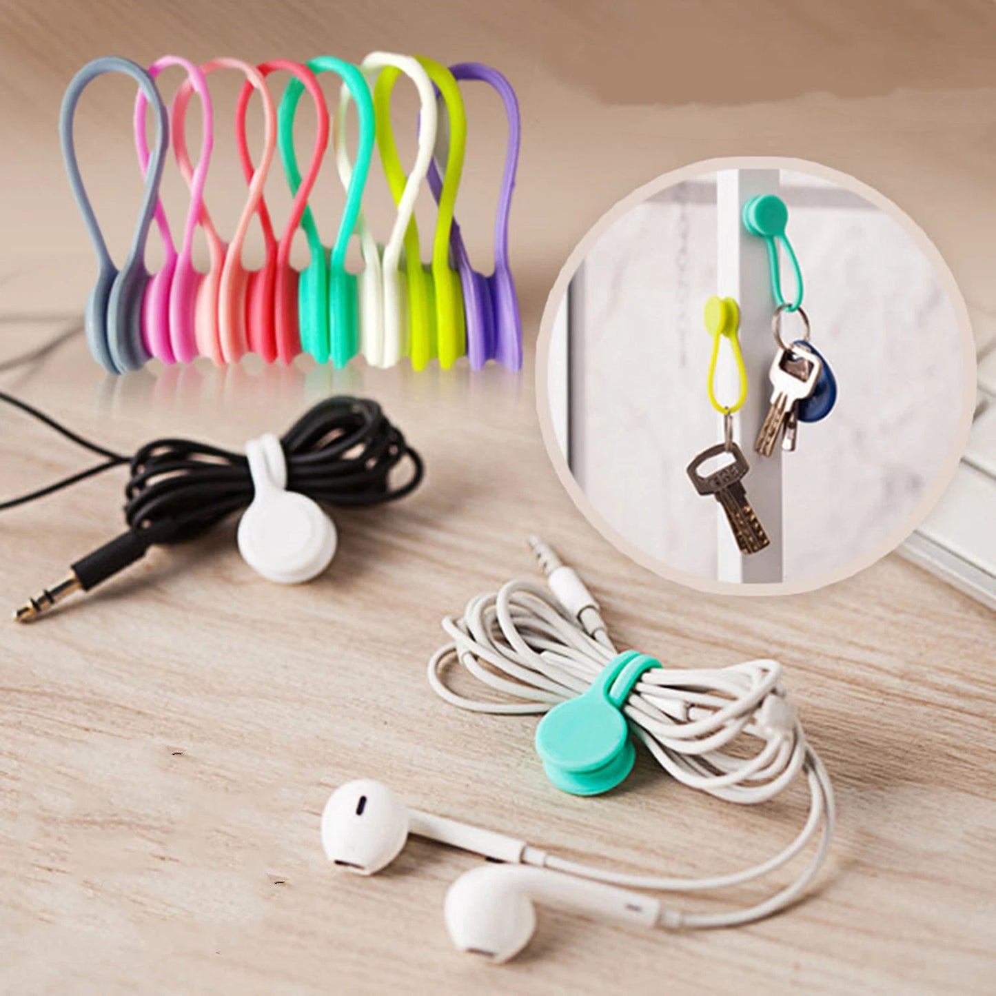 Silicone Magnet Hub; Round Identification Marks And Wire Labels For Electronics Reusable Organizer Cables; Safety Straps For Earplugs