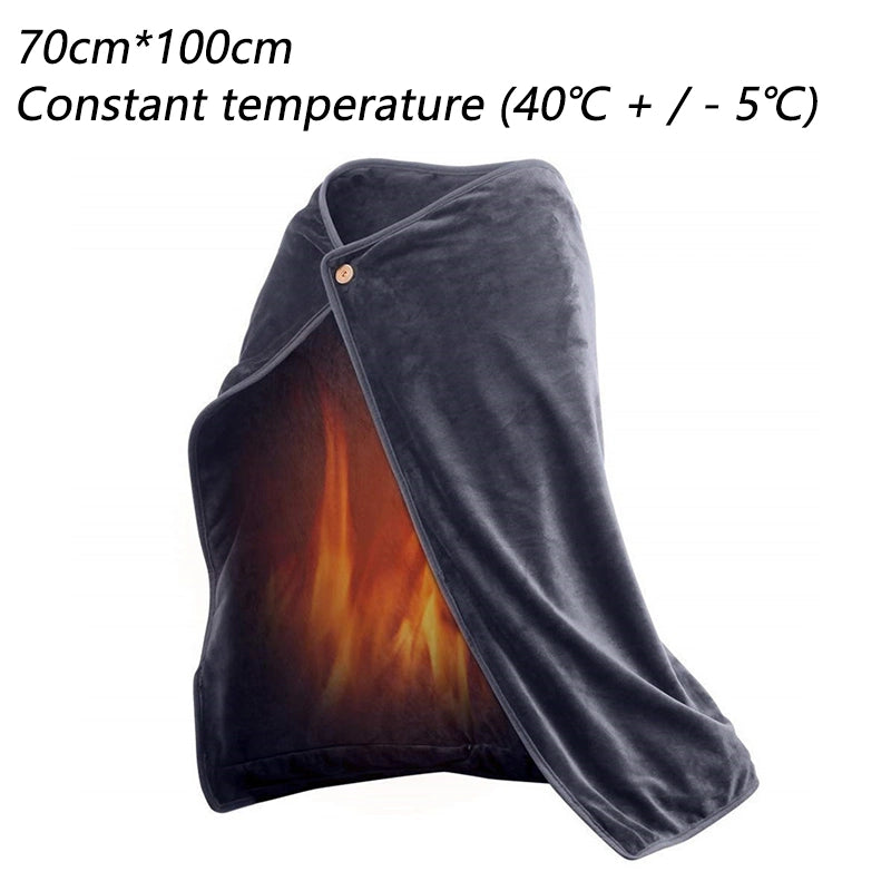 USB Winter Cold Protection Body Warm Shawl Warmer Heated Electric Heated Plush Blanket Flannel Heated Shawl Outdoor Office Home
