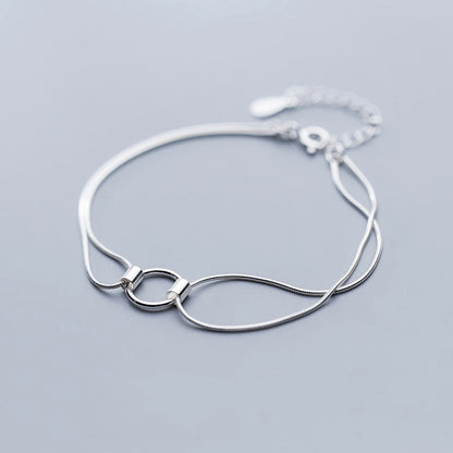 Women's Fashion Double Ring Temperament Silver Bracelet