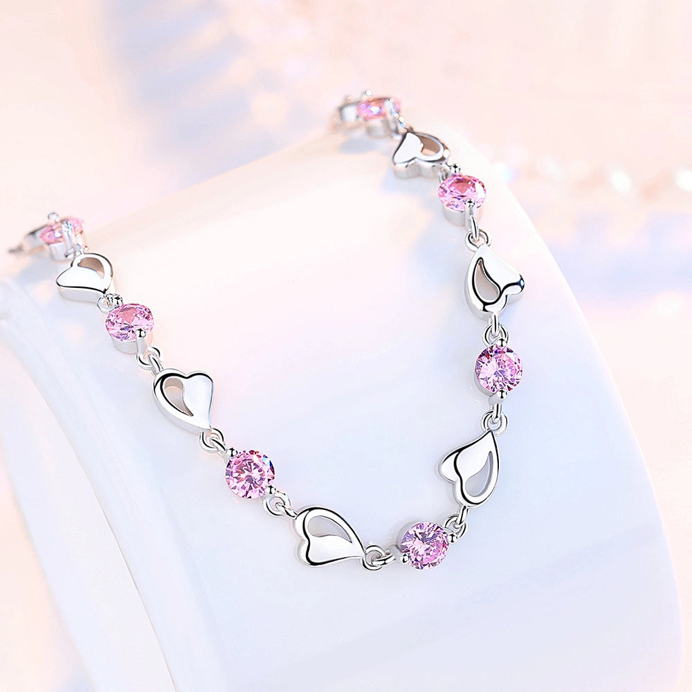 Women's Hollow Out Heart Silver Plated Bracelet