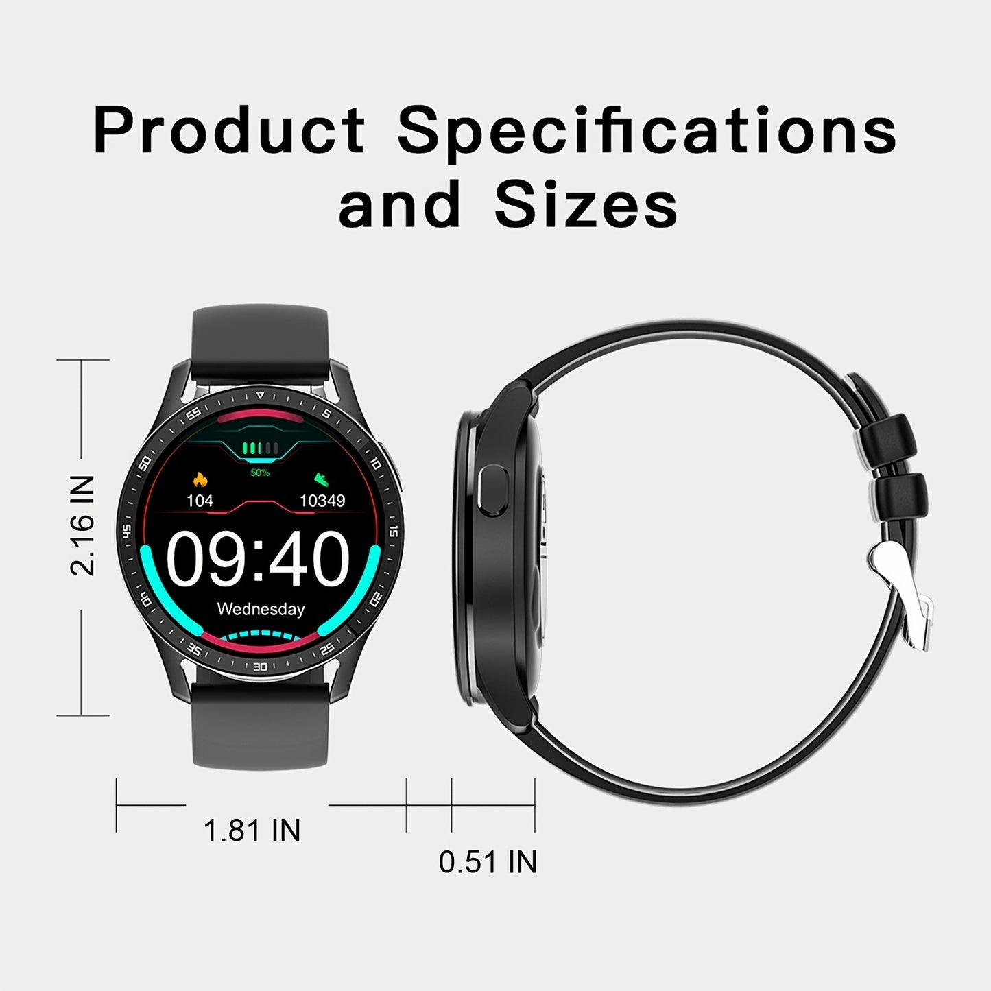 Smart Sports Watch with Built-in Earphones - Waterproof, Monitors Blood Pressure, Heart Rate, and Supports Android & iOS