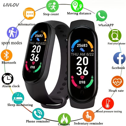 Unisex Fitness Tracker Smartwatch – Heart Rate, Sleep & Blood Oxygen Monitor, IP68 Waterproof, Pedometer