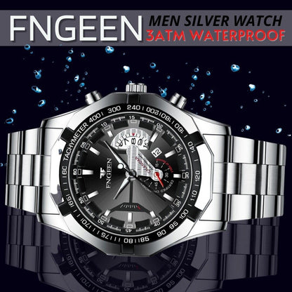 Men's Waterproof Stainless Steel Quartz Analog Wrist Watch with Date - Elegant Business & Casual Gift