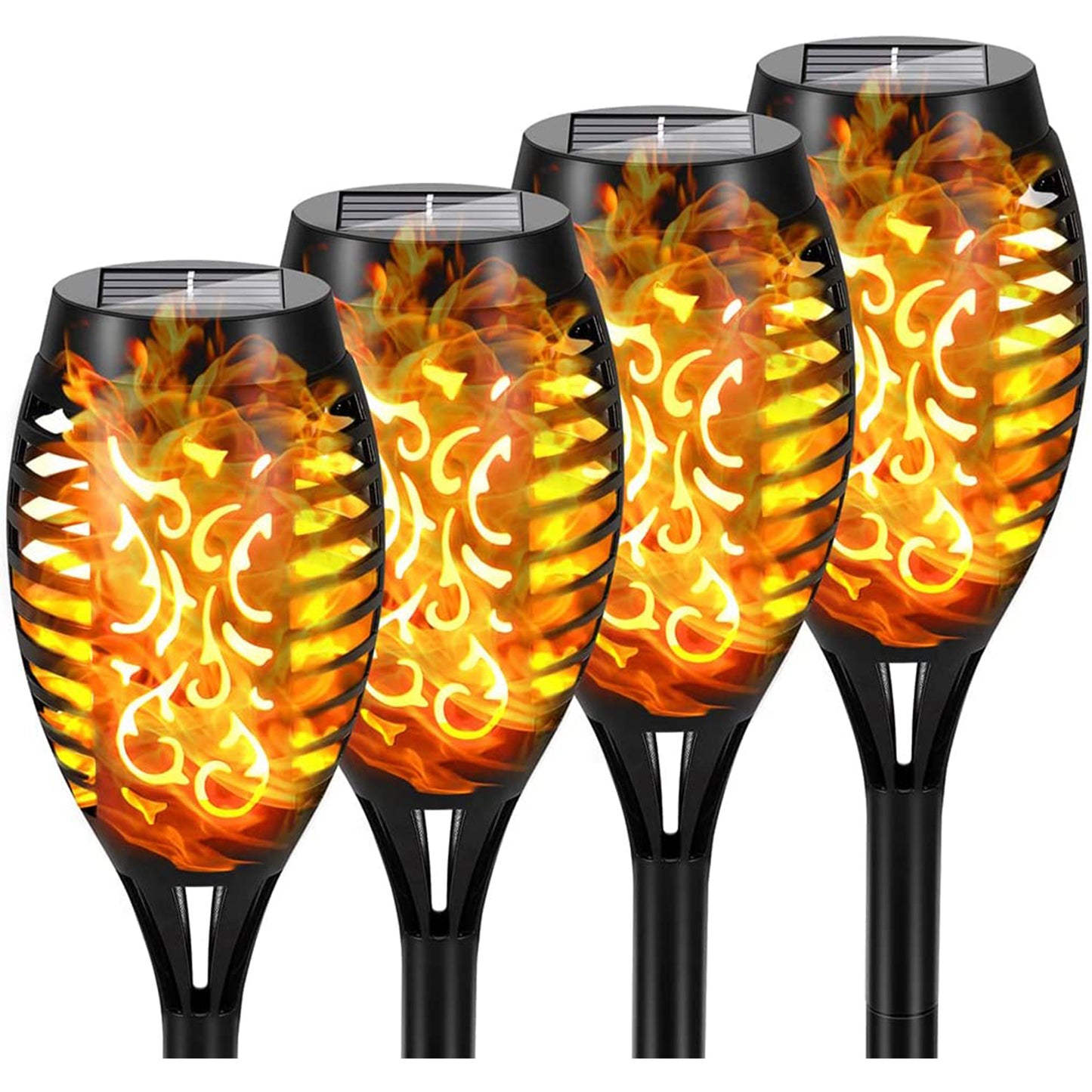 4/8/12pcs/pack Solar Outdoor Lights, 12LED Solar Torch Lights With Flickering Flame For Garden Decor, Mini IP65