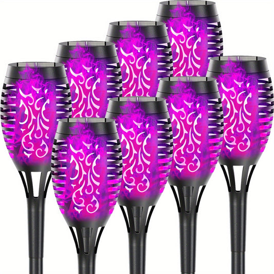 4/8/12pcs/pack Solar Outdoor Lights, 12LED Solar Torch Lights With Flickering Flame For Garden Decor, Mini IP65