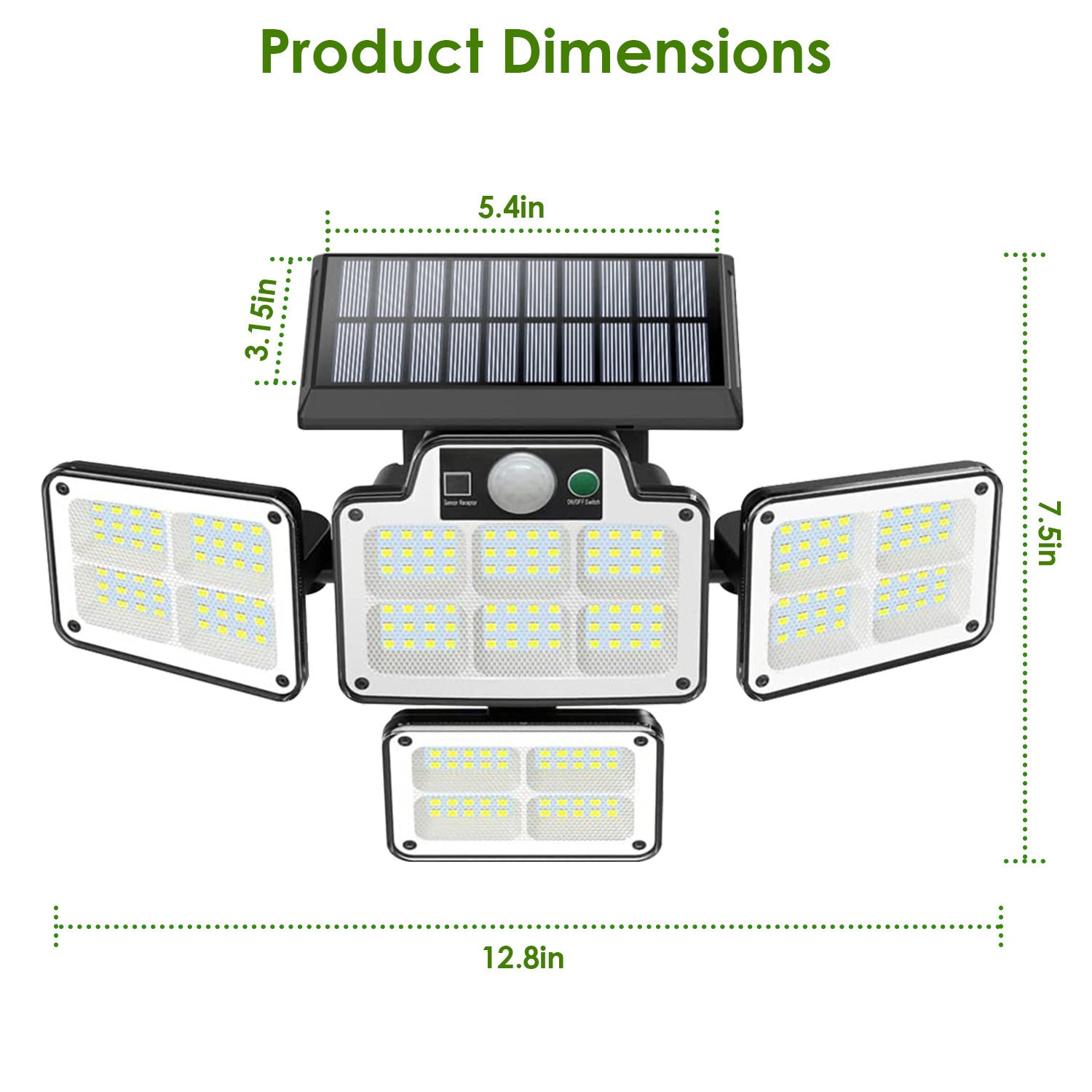 216 LEDs Solar Outdoor Light Motion Sensor Security Flood Lamp Wall Wireless Solar Lamp with 3 Adjustable Heads IP65 Waterproof for Garden Patio Garage Pathway