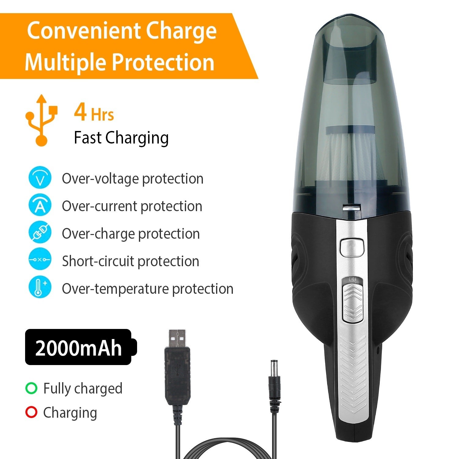 Car Handheld Vacuum Cleaner Cordless Rechargeable Hand Vacuum Portable Strong Suction Vacuum